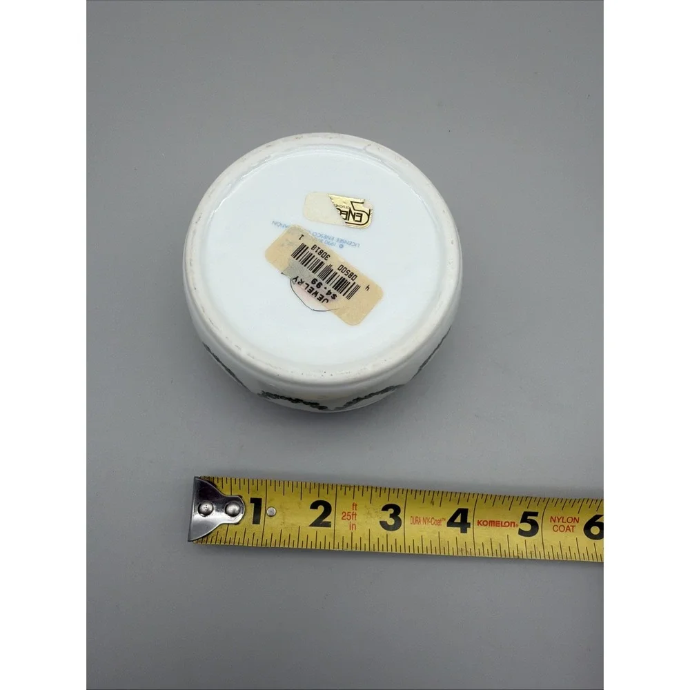 Vintage 1990 Enesco Krinka Boy Angel Round Hinged  Porcelain Trinket Box